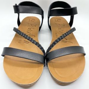Blowfish Malibu Vegan Braided Sandals Black Velcro Size 7